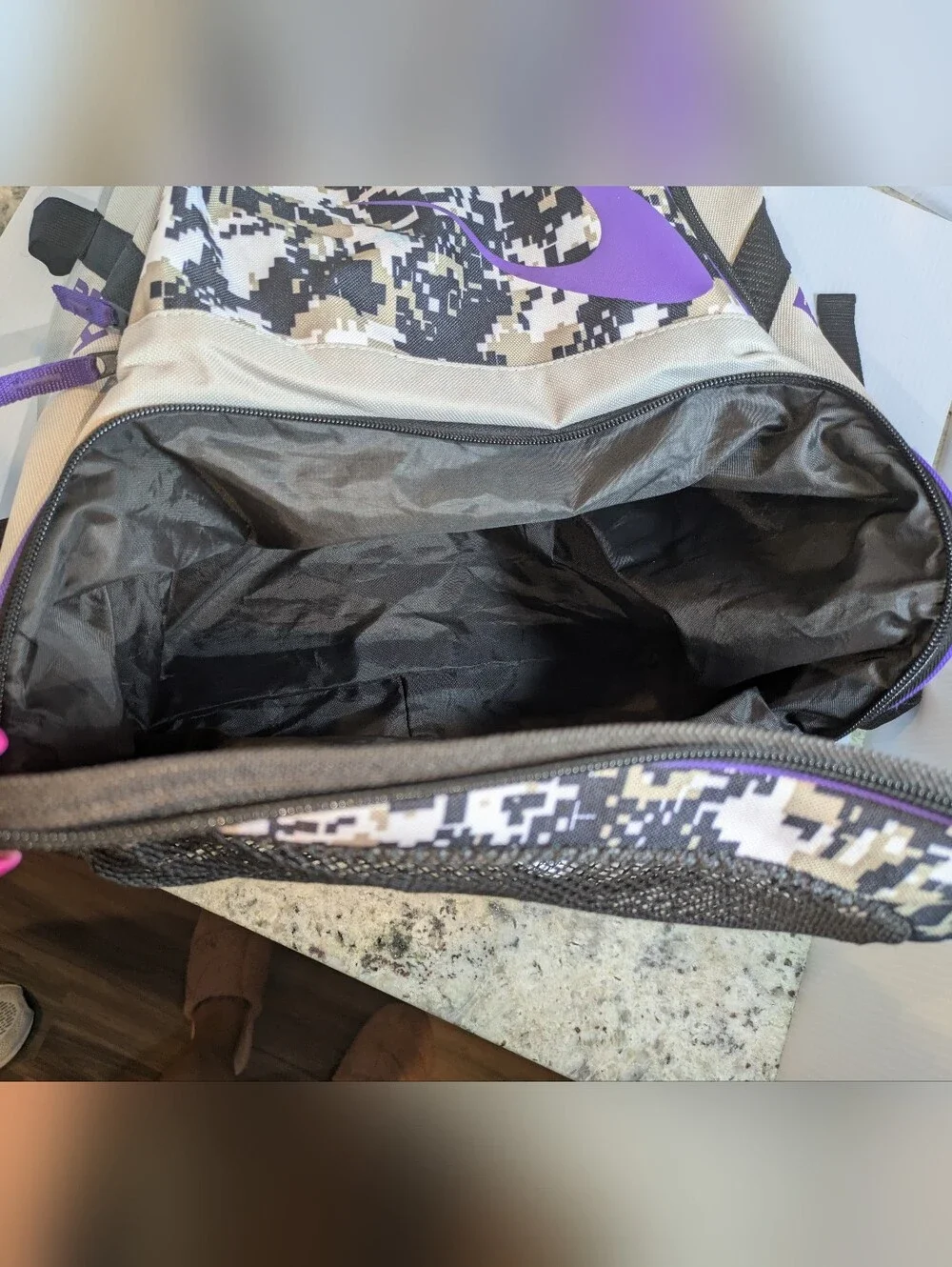 Boombah Superpack Baseball Softball Backpack Gray Digital Camo Purple 18